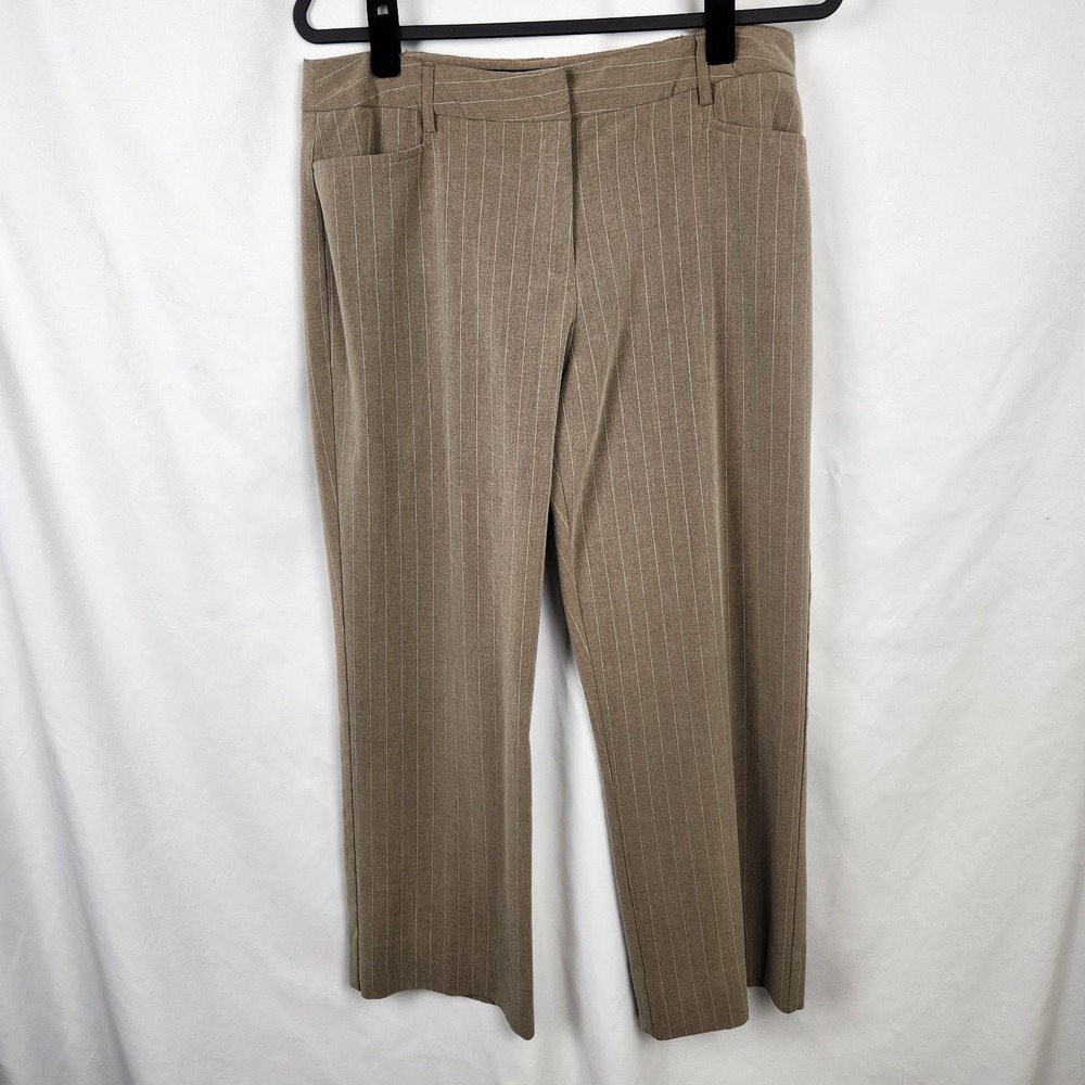 Apostrophe Womens Gray Pinstripe Career Pant Flat Front Size 12 Straight Leg